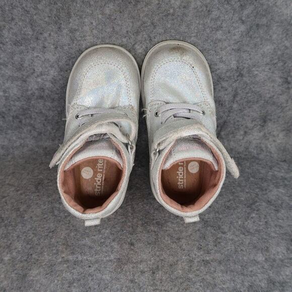 Stride Rite Shoes Kids 7 Boots Quinn Leather Iridescent Toddler Baby Comfort SRT - Picture 7 of 14